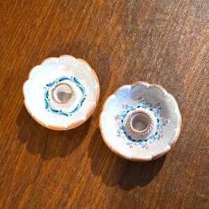 Val Demone Handmade Italian Ceramic Candlestick Holders - Set of Two